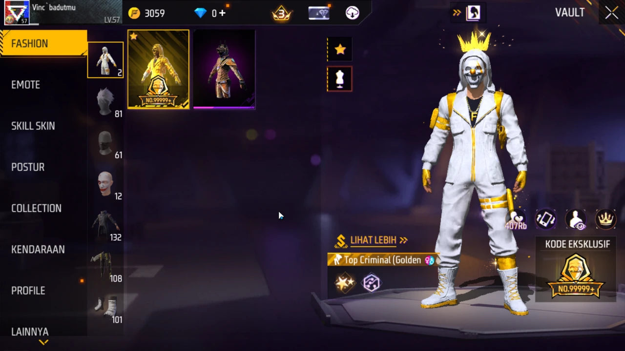 Account FREE FIRE - PREMIUM