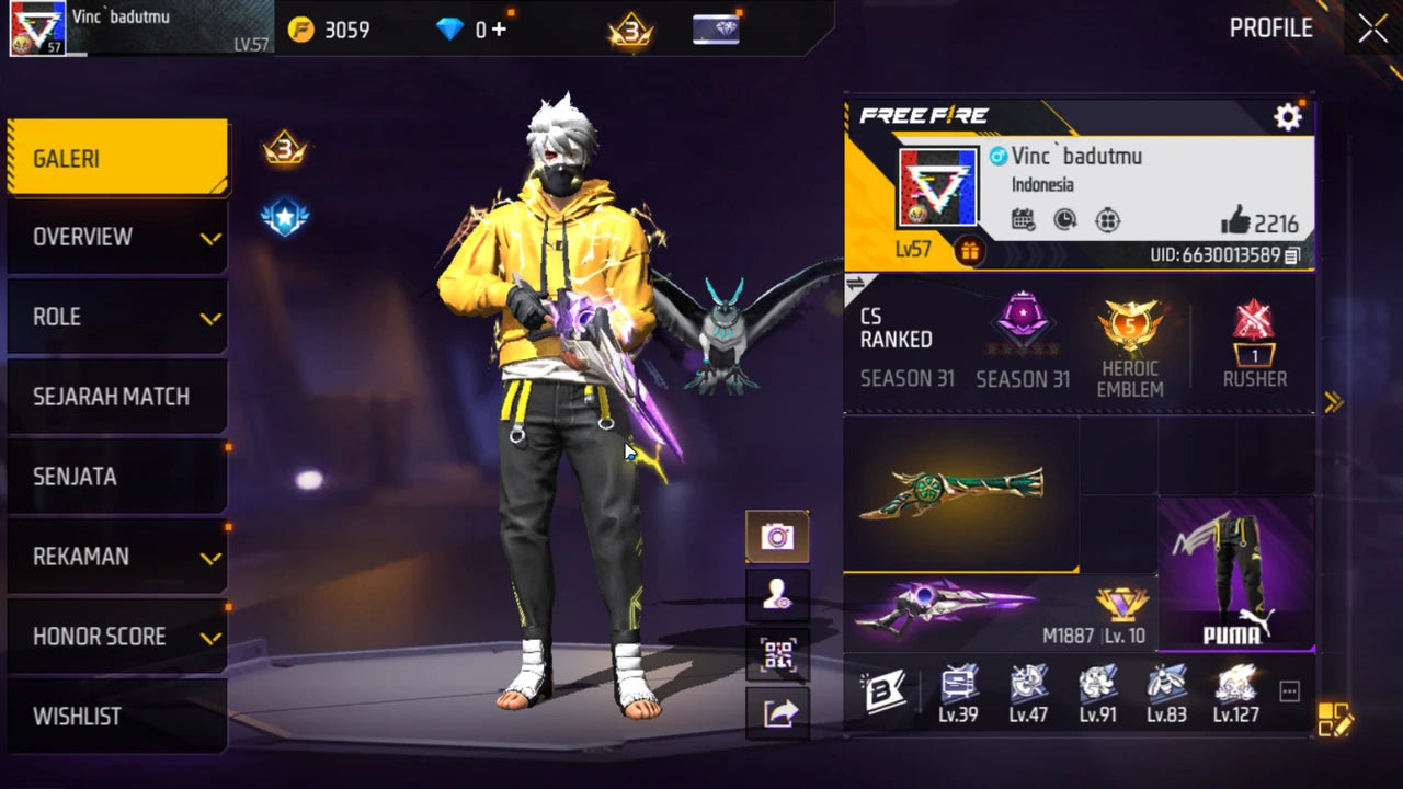 Account FREE FIRE - PREMIUM