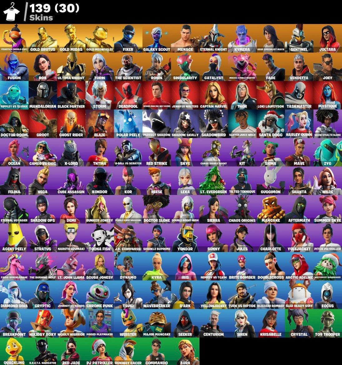 Account Fortnite VERY (139 skins)