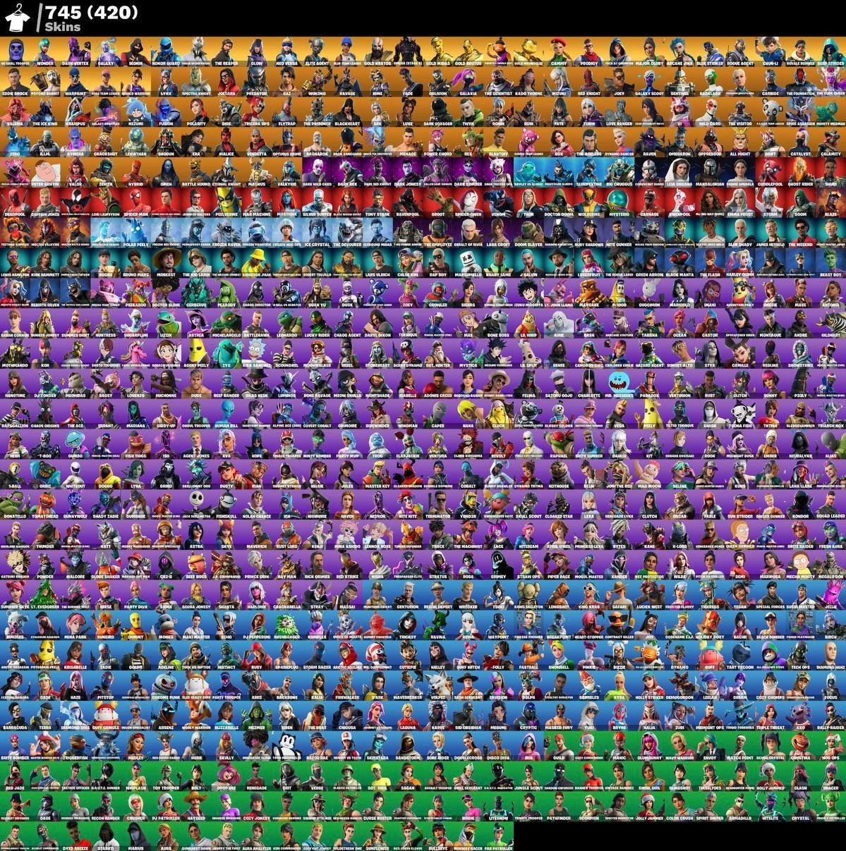 Account Fortnite MEGA OG (745 skins)